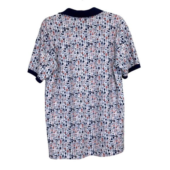 The Black Dog Mens Polo Shirt Short Sleeve Cocktail Bar Print Cotton Size S - Picture 2 of 8